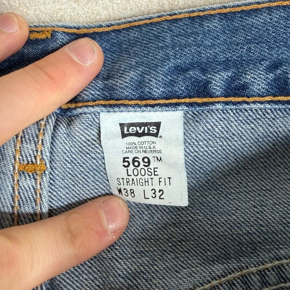 NEW Vintage Levis 569 Loose Straight Fit Jeans Made in USA Blue Denim 38x32